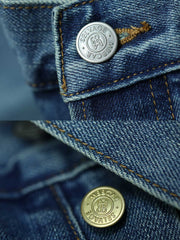 詳細画像:ジーンズのダメージウォッシュディテールとYKKカスタム五金パーツ特写図