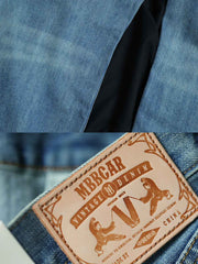 ウォッシュ加工ダメージワイドレッグジーンズ