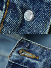 詳細画像:ジーンズのダメージウォッシュディテールとYKKカスタム五金パーツ特写図