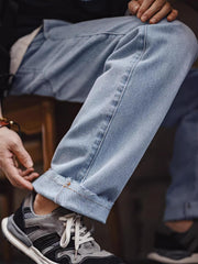 ウォッシュドブルーフリンジデニムパンツ