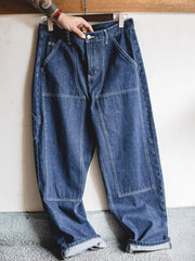 ウォッシュ 加工デニム テーパードパンツ