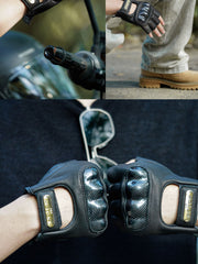 カーボンファイバー防護ライディング羊革手袋