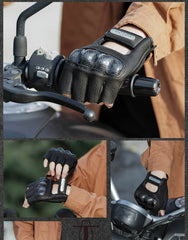 カーボンファイバー防護ライディング羊革手袋