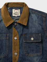 コーデュロイ襟 ウォッシュド 加工デニム ジャケット