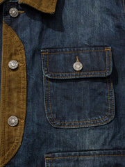 コーデュロイ襟 ウォッシュド 加工デニム ジャケット