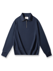 450gヘビーウェイトハーフジップポロカラースウェットシャツの全体展示