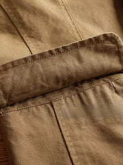 製品画像: アメリカンヴィンテージコットンジャケットの正面全体画像。
詳細画像: フィットシルエットとウォッシュ加工による自然な風合いのディテールクローズアップ。