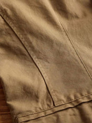 製品画像: アメリカンヴィンテージコットンジャケットの正面全体画像。
詳細画像: フィットシルエットとウォッシュ加工による自然な風合いのディテールクローズアップ。