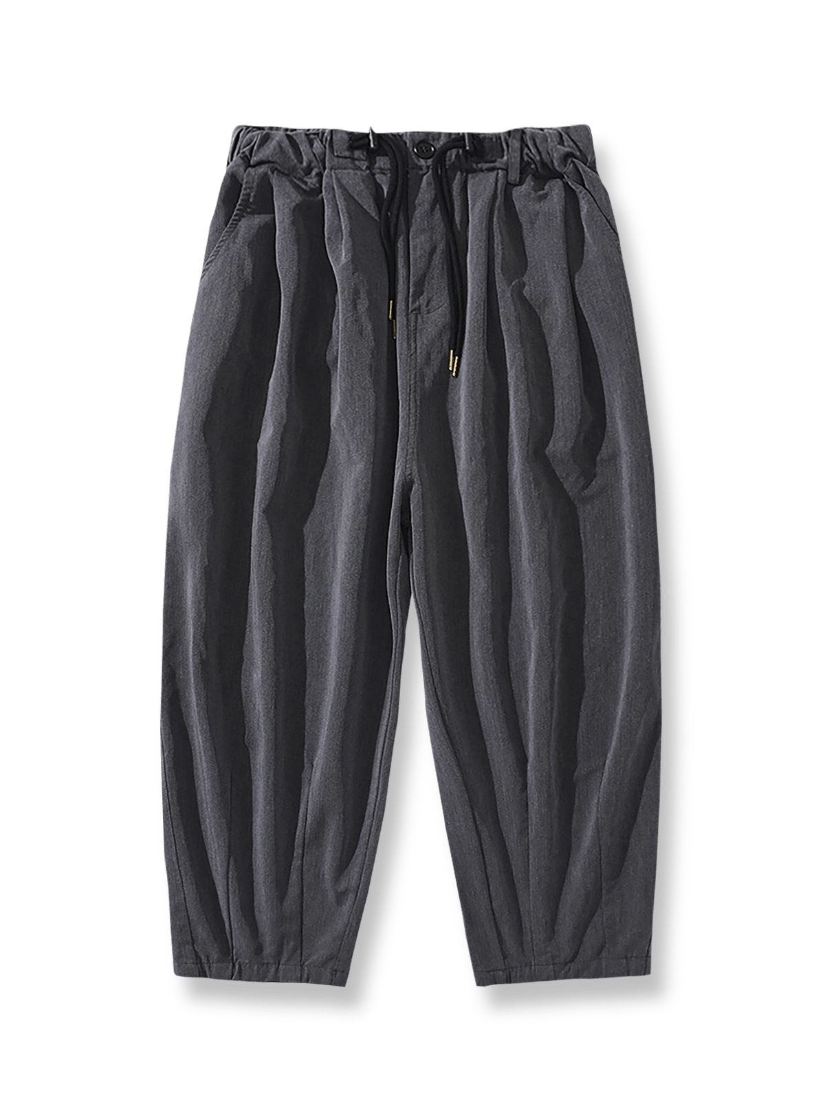 ブラックのジョガードローストリングパンツの平置き画像