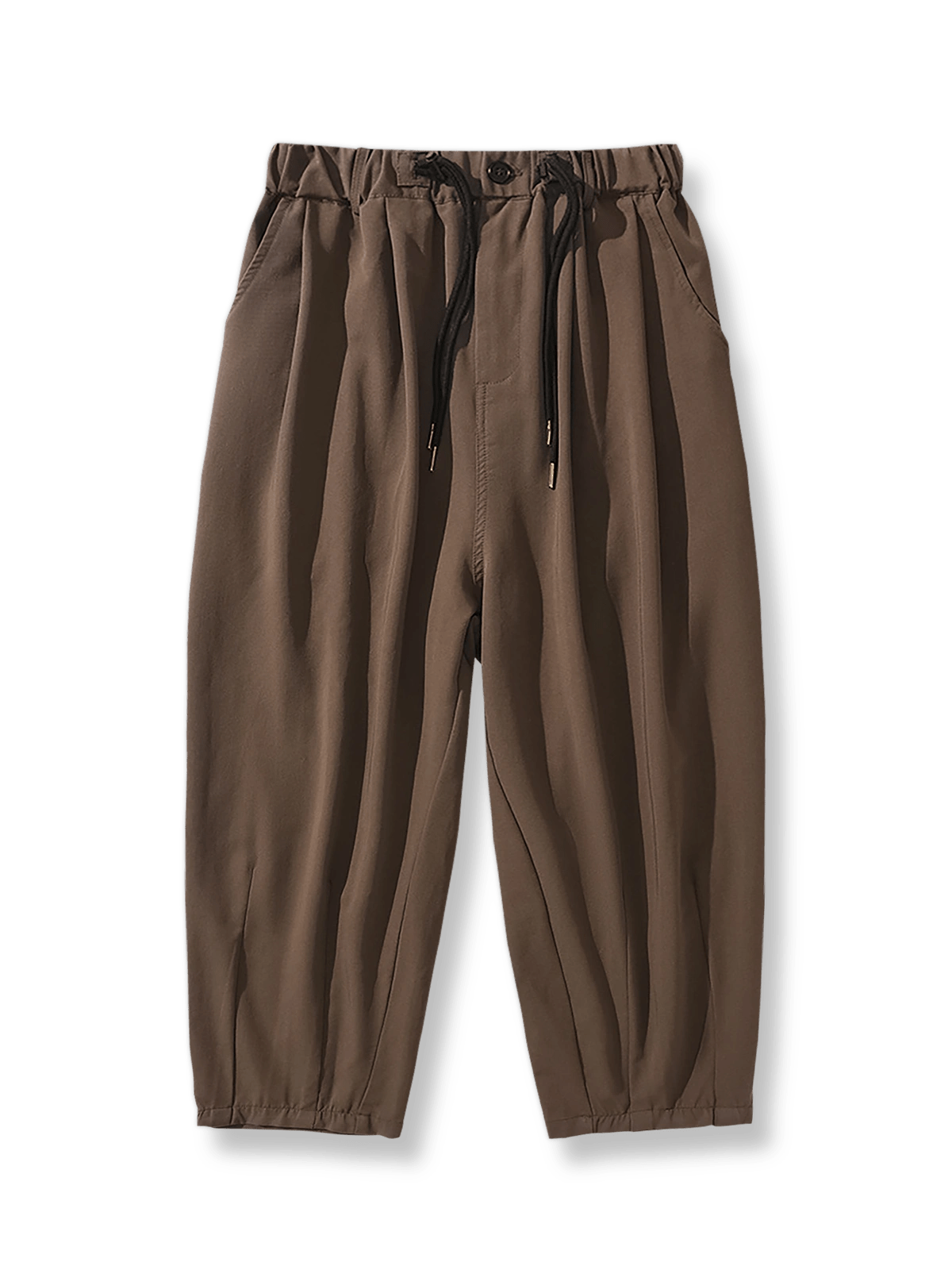 ブラックのジョガードローストリングパンツの平置き画像