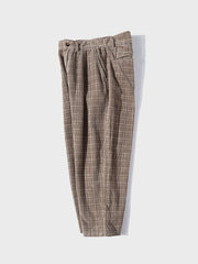 コーデュロイ ワンタック チェックパンツ