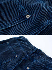 製品画像: コーデュロイテーパードワークパンツの正面展示
詳細画像: ウエストと裾のディテールのクローズアップ