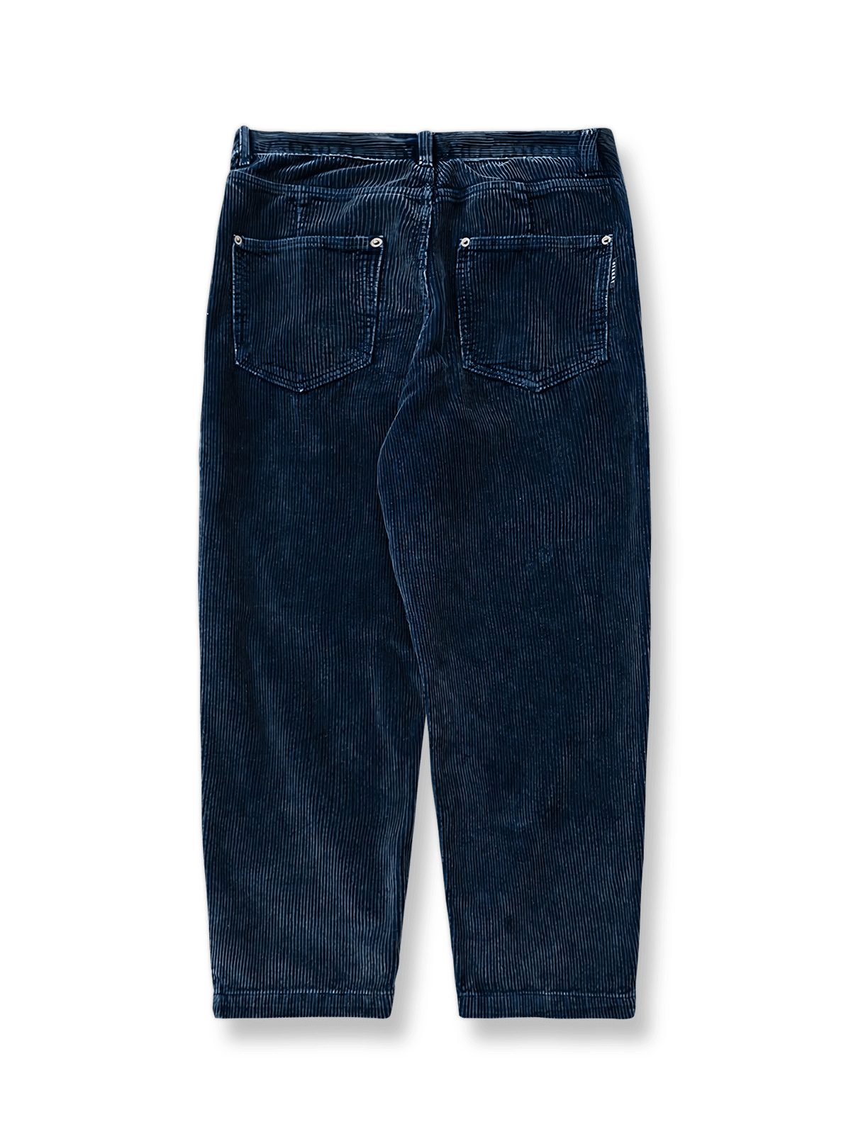 製品画像: コーデュロイテーパードワークパンツの正面展示
詳細画像: ウエストと裾のディテールのクローズアップ