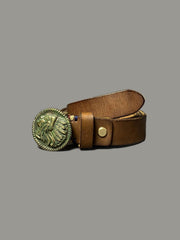 インディアンチーフ ブラスバックル レザーベルト