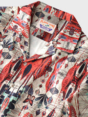 キューバカラー 赤色 アロハシャツ