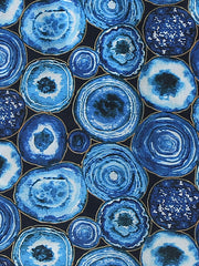 キューバカラー ブルー 円模様 半袖 アロハシャツ