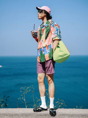 カラフルパターン 半袖シャツ