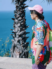 カラフルパターン 半袖シャツ