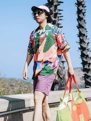 カラフルパターン 半袖シャツ