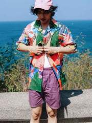 カラフルパターン 半袖シャツ