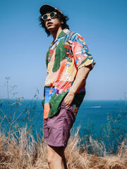 カラフルパターン 半袖シャツ