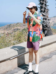 カラフルパターン 半袖シャツ