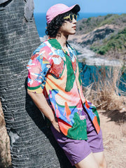 カラフルパターン 半袖シャツ