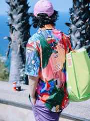 カラフルパターン 半袖シャツ