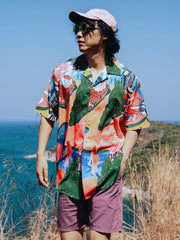 カラフルパターン 半袖シャツ