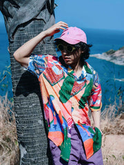 カラフルパターン 半袖シャツ