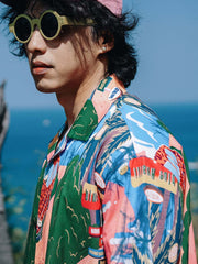 カラフルパターン 半袖シャツ