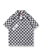 製品画像: カートゥーンマウスチェック柄キューバカラーシャツの全体図