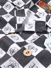 カートゥーンマウスチェック柄キューバカラーシャツ