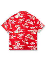 アニマルプリントのキューバカラー付きハワイアンシャツのフロント展示