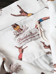 クリームホワイト プリント キューバシャツ