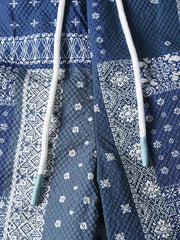 ヴィンテージ風の民族柄ハワイアン速乾シワ加工隠しポケット付きショートパンツのディテール