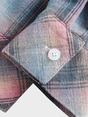 カラーブロック チェック柄シャツ