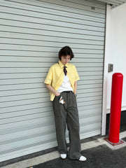 ガーメント洗いクロップド半袖シャツ