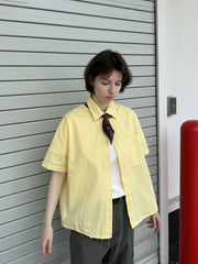 ガーメント洗いクロップド半袖シャツ