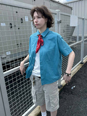 ガーメント洗いクロップド半袖シャツ