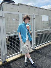 ガーメント洗いクロップド半袖シャツ