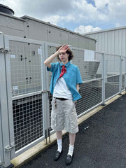 ガーメント洗いクロップド半袖シャツ