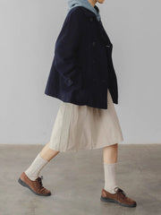 ウール混 ダブルブレスト ネイビーコート