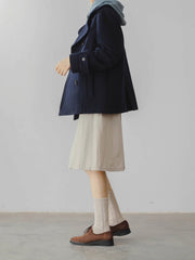 ウール混 ダブルブレスト ネイビーコート