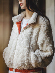 カラーブロック ラムウールジャケット