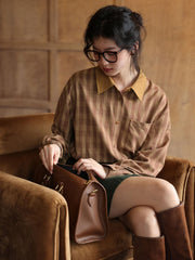 コントラストストライプロングスリーブシャツ