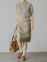 カーキ マルチポケット カーゴスカート