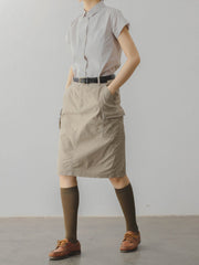 カーキ マルチポケット カーゴスカート