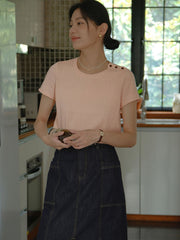 クルーネックショート スリーブニット