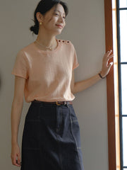 クルーネックショート スリーブニット